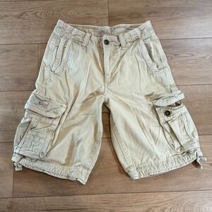 American Eagle Y2K Men's Longboard Cargo Shorts 30 Tan Ripstop Retro Surf Skate